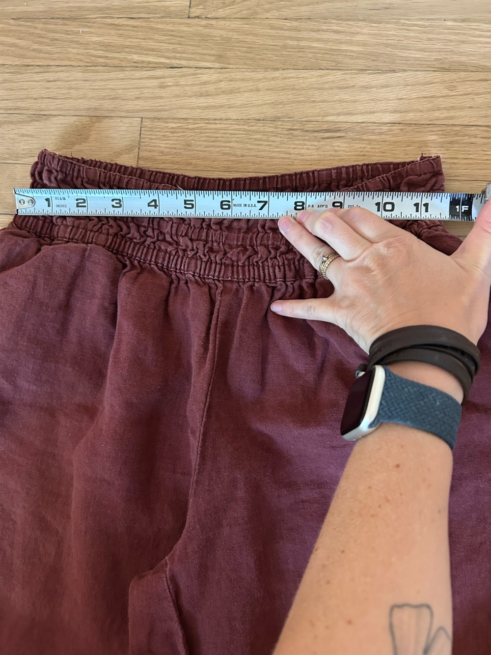 Anthropologie Wide-Leg Linen Blend Pants in Plum - Picture 5 of 7